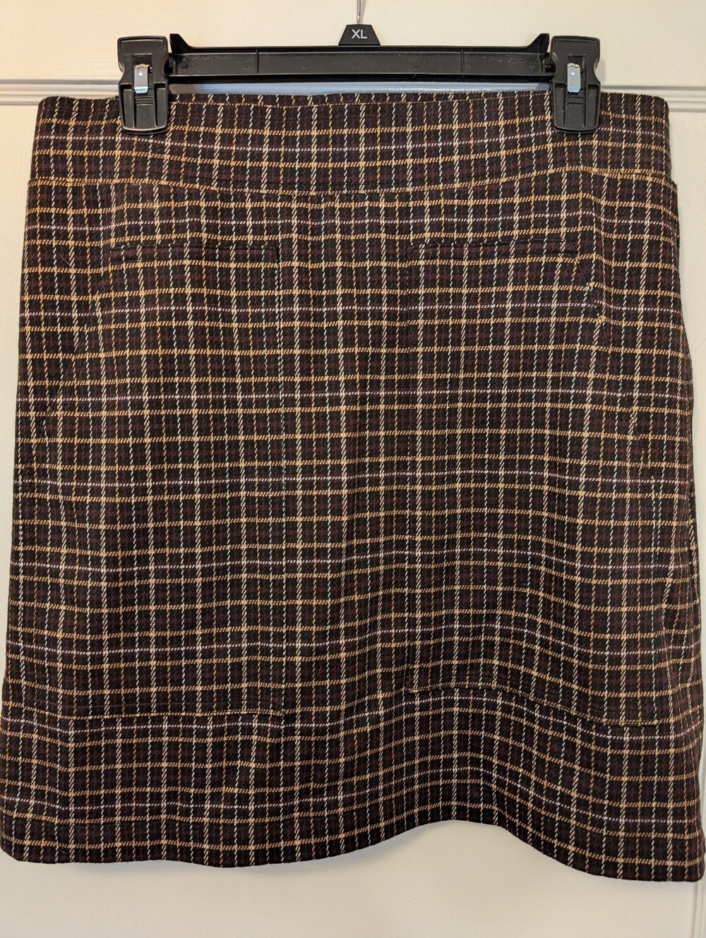 LOFT Plaid A-Line Skirt in Brown and Tan